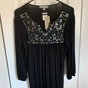 Vintage Suzie Black Blouse with Silver Accents